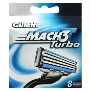 Gillette Mach 3 Turbo Razor Refill Cartridges 8 Count Packaging May Vary