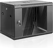 6U Wall Mount Rack Server Cabinet with Visual Glass Door, Home Network Cabinet with Locks, Cooling Fan, Server Rack for IT Equipment, A/V Devices, Office (6U)