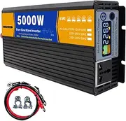 5000W DC 12V/24V/48V/60V/72V Pure Sine Wave Inverter Charger 50Hz/60hz Optional DC Input AC Output 120V/240V Low Frequency Solar Power Inverter Converter,60hz,60V to 110V