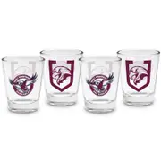 NRL Shot Glass Set of 4 - Manly Sea Eagles - 50ml