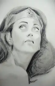 WONDER WOMAN Lynda Carter ORIGINAL COMIC BOOK PORTRAIT ART DC*UNIVERSE Drawings*