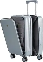 [Hanke] 20 Inch Carry On Luggage Lightweight PC Hard Shell Suitcases with Wheels Upright Front Opening Luggage Travel Suitcase Women Men(Grey)