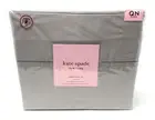 Kate Spade New York Gray Queen Weston Bed Sheets 4 Piece Set 100% Cotton Sateen
