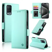 Wallet Case for Oppo A54 4G/A55 5G/A54S/A55S 5G,Slim Protective Shockproof Case With Card Holder,Premium PU Leather Kickstand-Light Green