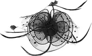 [BESTYASH] Mesh Hat Bucket Hats for Men Cap Hair Clips for Women Tea Party Hats Funny Head Tea Time Hat Headband Wedding Hair Clips Fashionable Cocktail Headwear Rave Black Fiber