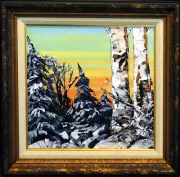 Maya Eventov "Petite Winter I" Oil trees Canvas Custom Framed ADL112213-07