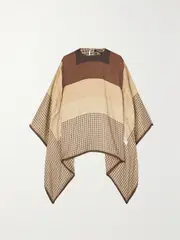 [Balmain] Balmain - Printed Silk-jacquard Poncho - Tan - One size One size Brown
