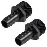2pcs 1/2" Barb OD 3/4NPT Male Thread Plastic Hose Fitting Hex Adapter Black