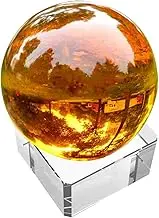 ERINGOGO 1 Set Amber Crystal Ball with Stand Unique Crystal Sphere Ornament for Home Decor Lightweight and for Office Desk and Photography Prop