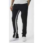 Mens Black Tall Stacked Fit Gusset Joggers