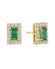 Forever Creations 14K 3.06 ct. tw. Diamond & Emerald Earrings