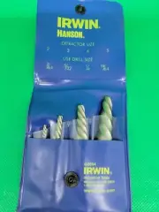 4 PIECE IRWIN SPIRAL SCREW EXTRACTOR SET VINTAGE 52425