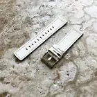 White Soft Leather Modern Band Strap with White Stitches for Fitbit Versa