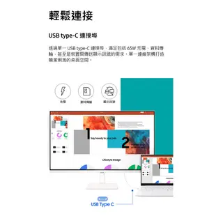 【Samsung 三星】S32BM703UC 32型 2022 智慧聯網螢幕 M7 白色