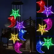 Solar Color Changing LED Moon & Star Wind Chimes Garden Yard Decor Hanging Light