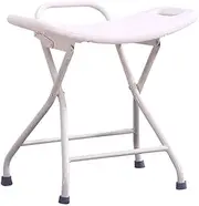 Bathroom Stool Folding Plastic Non- Slip Cushioned Bathroom Safety Chair for The Elderly and Children (Size: L49.5CMXW29CMXH53CM) (Color : White)