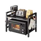 Microwave Oven Rack,Microwave standm,Adjustable Shelf with Hooks,100lb Capaci...
