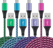 Micro USB Cables [4Pack/6Ft] AILKIN Android USB 2.0A Male to Micro B Charger Cord, Fast Charging Speed Data Wire Nylon Colored Braided Powerline Cable for Samsung Galaxy S7 S6 J7 J3 J8 A01 Kindle Fire