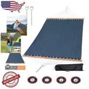 All-Weather Two-Person Hammock - Navy, Handcrafted & Portable for Outdoor Bliss