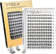 VYRILA Lash Clusters 8-16mm, False Eyelashes 132pcs, Cluster Eyelash Extensions Matte Black Soft, Diy Lash Extensions D Curl Natural Lash Clusters Faux Mink Lashes Wispy（Pure,132pcs,0.07,D,8-16MIX)