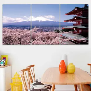 日本富士山櫻花風景掛畫日式壽司料理店裝飾畫居酒屋仕女圖墻壁畫
