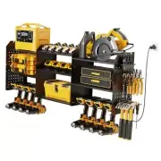 Power Tool Organizer Wall Mount with Charging Station Cordless Drill Black A