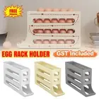 Automatic Scrolling Egg Rack Holder Storage Box Container Refrigerator 2/4-Tier