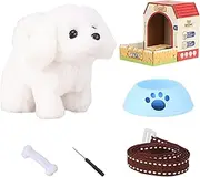 Electric Dog, Electronic Interactive Pet, Battery Powered Realistic Dog Toy with Rope, Walking, Barking, Tail Wagging