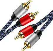 2RCA to 2RCA Cable, tunghey 2RCA Male to 2RCA Male Stereo Audio Cable Gold Plated Car Audio Subwoofer Adapter Dual Shielded Red and White Cord for Home Theater Amplifier Hi-Fi System Car Audio (20m)
