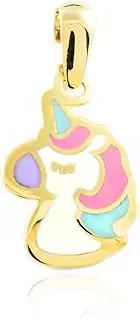 [Monde Petit] Women's and Children's Enamel Unicorn Pendant - Yellow Gold 9 Carat (375), Sterling Silver