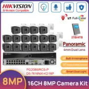 Hikvision 16CH 8MP Dual Light ColorVu+IR MIC Panoramic Bullet Camera System Kit