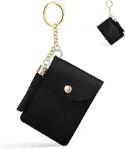 [FRCOLOR] Small PU Leather Card Holder with Keyring Tassel Stylish Credit Card Purse for Women Compact Id Holder for Handbags Travel Bags Backpacks
