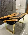 Dark Walnut Black Epoxy Live Edge River Table – Custom Dining, Coffee, & Kitchen