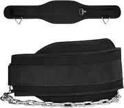 Dip Belt for Weightlifting - GYM Workout Pull Ups Belt with Chain, spandex Waist Dip Belt Crossfit for Weight Lifting, Squat, Training, Fitness, Men & Women (Belt & Chain)