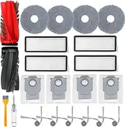 21 Pack Accessories Kit Compatible with Roborock Qrevo Curv/Qrevo Edge Robot Vacuum, 1 Main Brush Roller, 4 Hepa Filters,4 Mop Pads, 4 Dust Bags, 6 Side Brush