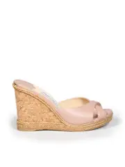 Pink Leather Almer 105 Cork Wedge Sandals