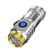 Sztxj Silver-Three-Eyed Monster Mini Flashlight - High Lumen Rechargeable Flashlight - Super Bright 9000 Lumens LED Flashlight - 5 Modes, 10 Hours ...