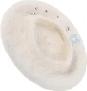 [FOMIYES] Bow Beret Cute Beret French Berets for Women Beret Hats for Women Beret for Artist Costume Artist Hat French Hat for Women's Berets Warm Bucket Hat White Faux Wool