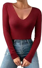 [Generic] Mens Thermals Top and Bottom Set Microfiber Women Casual Solid Color Deep V Neck Stretch Knit Long Sleeve Top Heat Tech Shirt Women