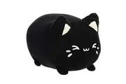 Aurora Enchanting Tasty Peach Black Sesame Meowchi Stuffed Animal - Bright Colorful Design - Showpiece Plush - Black 7 Inches