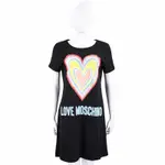 LOVE MOSCHINO 心型漩渦亮片飾黑色短袖長版TEE 洋裝