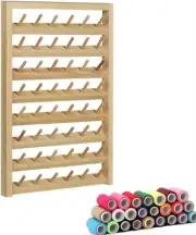 Wall-Mounted Thread Stand Rack 48 Spool Foldable Wood Hold Organizer Wall Mount