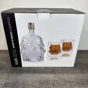 NEW Glass Star Wars Stormtrooper Helmet Whiskey Decanter Bottle and 2 Tumble Set