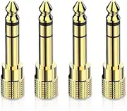 DigitConvert 6.35mm 1/4 Male to 3.5mm 1/8 Female Stereo Audio Jack Headphone Adapter Converter for Guitar, Amp, Headphones, Speakers Guitar & More - Gold Plated 4 Pack