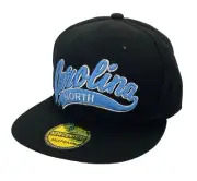 North Carolina Flat Bill Snap Back Ball Cap Embroidered Black Adjustable Hat