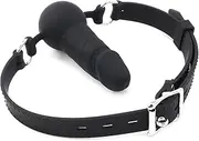 Realistic Dildo Mouth Gag for SM Play - Open Mouth Sex Ball Mouth Gag for Bondage Bondage - Silicone Sex Toy Penis Mouth Toy SM Mouth Gag for Sex Play (Black)