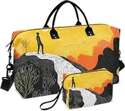 [ZRYSMY] Duffel Bag for Traveling, Landscape Man Forest Travel Bag Gym Bag, with Multiple Interior Pockets Shoulder Weekender Bag for Women Men with Toiletry Bag 20.5L x 1.9W x 13.8H, Multi-Colored, one