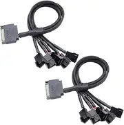 Tunghey 2Pack SATA to 5-Way Fan Splitter Adapter Cable - Sleeved Braided Y Splitter for Computer Case PC 3/4 Pin Extension Power Cable - 27cm (1to5)