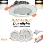 4X LED Downlight Kits Dimmable 3500K/6000K 2-pin Plug 70mm 90mm 120mm Cutout