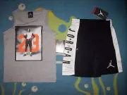 Jordan Jumpman 2pc Muscle Shirt Short Set Size 6 Gray Blk White #23 Nike New